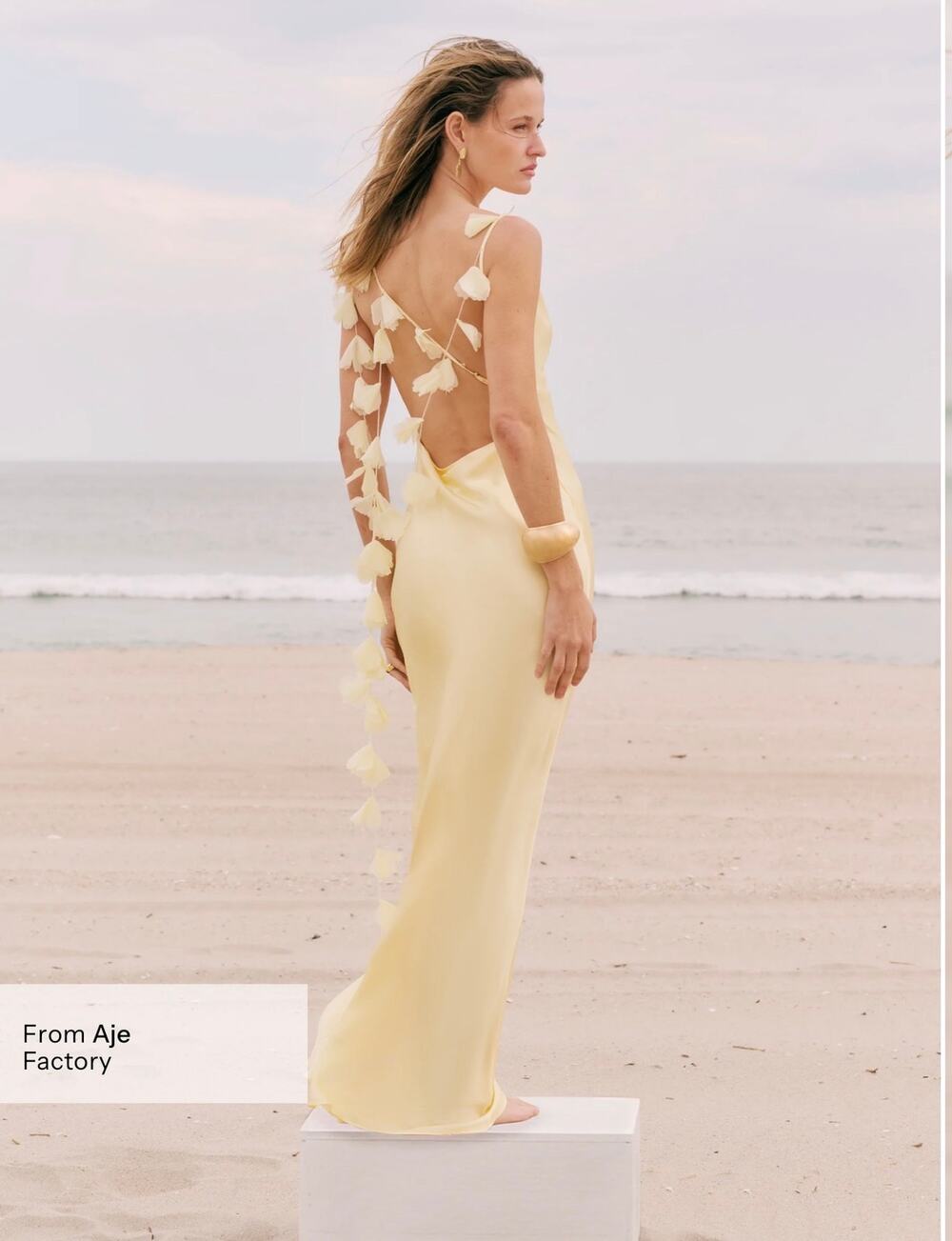 New few moda O.P.T Ingrid light yellow silk blend dress $495 sz S